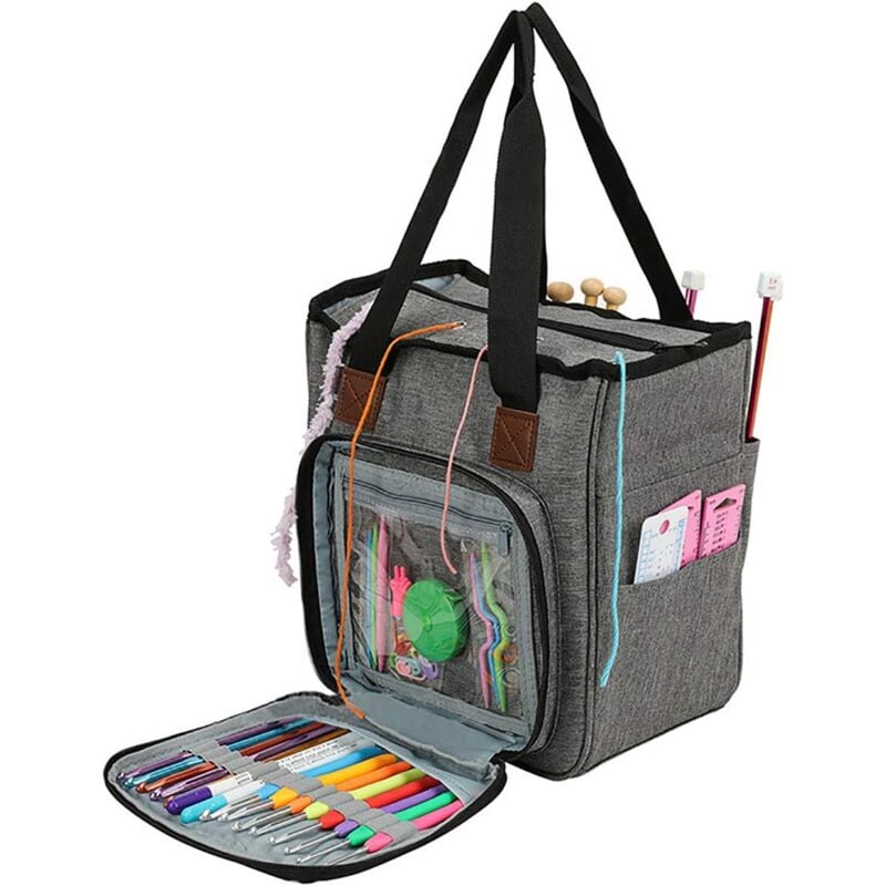 Sac de rangement en laine adapté au transport de tricot/crochet et d'accessoires. Les sacs vous protègent et vous rangent.