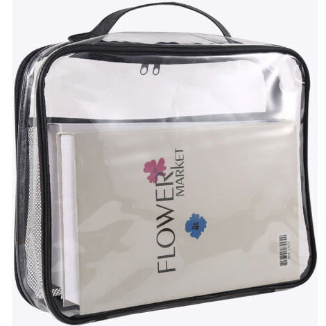 Sac de rangement en PVC avec fermeture éclair, couleur transparente, 31 x 25 x 6 cm, 1 pièce, sac à main pour ranger les blocs de construction