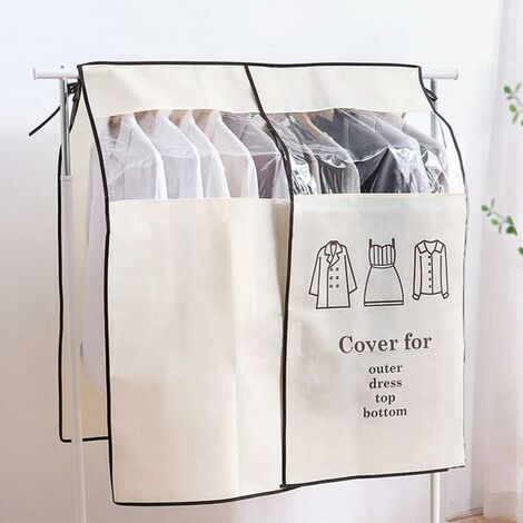 Sac de rangement en tissu, sac de rangement en tissu, housse anti-poussière pour vêtements, sacs de rangement de poche, organisateur de placard,Beige