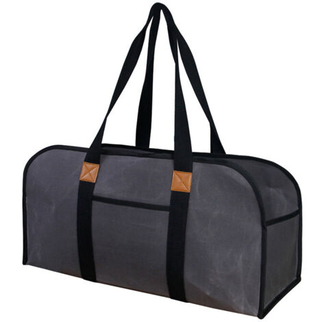 Sac de rangement en toile avec étui à bûches, compatible avec le bois de chauffage - Foncé