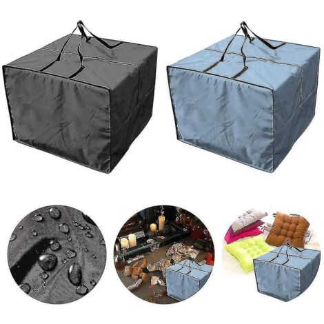 Sac de rangement imperméable pour coussins de mobilier de jardin, gris