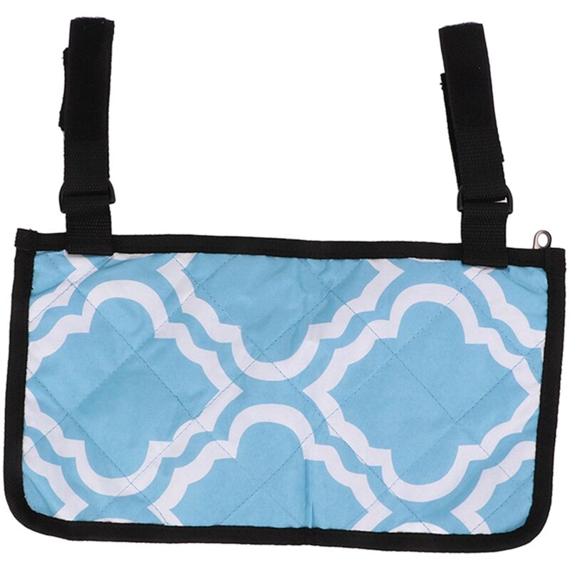 Sac de rangement latéral pour fauteuil roulant, poches multiples, accessoire d'accoudoir avec bandes réfléchissantes motif bleu