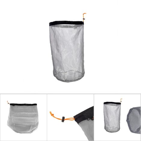 Sac de Rangement Léger en Maille avec Cordon pour Randonnée Camping Voyage (Noir XXL)