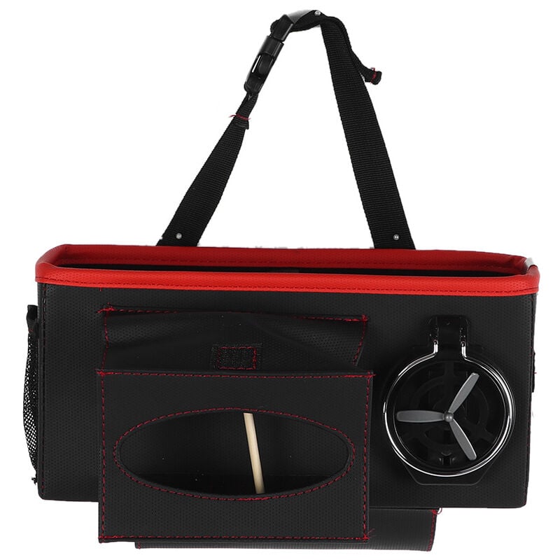 Start - Sac de rangement multi-fonctionnel pour l'appui-tête de voiture Pochette pour siège arrière Support d'organisation de voyageNoir et rouge