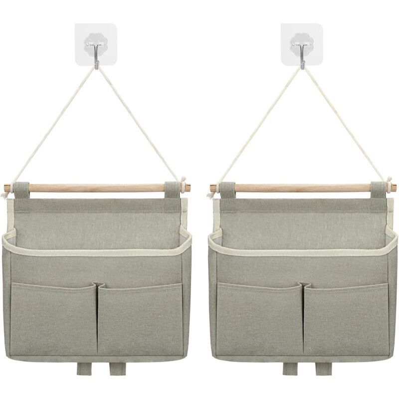 Sac De Rangement Mural, 2pcs Sac à Suspendre Organisateur De Poche (Gris)