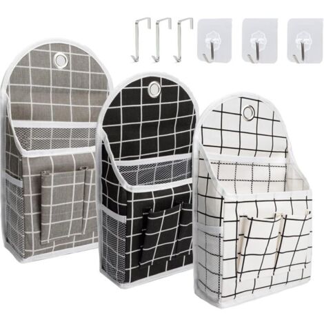 Sac de rangement mural avec poches, organiseur mural pliable avec crochets pour salle de bain, chambre, cuisine, camping-car, rangement et organisation, lot de 3
