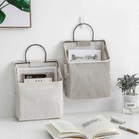 Sac de rangement mural en coton et lin 2024, organisateur mural pour livres et magazines
