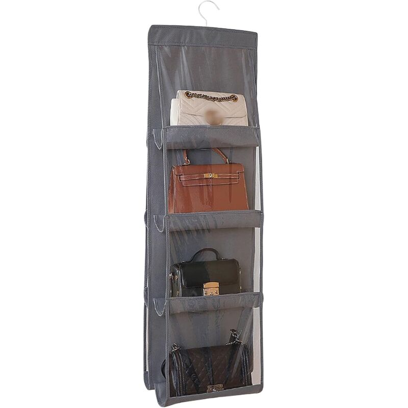 Sac de rangement mural, sac de rangement avec 8 compartiments en PVC, organisateur de porte, 117 × 35 cm, sac de rangement suspendu avec crochet,