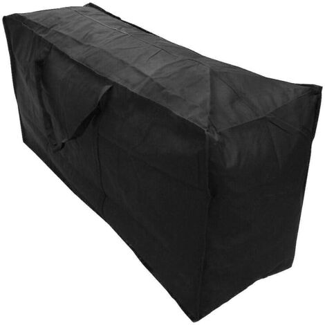 Sac de rangement noir imperméable pour coussins de mobilier de jardin - Grande taille (122 x 39 x 55 cm)