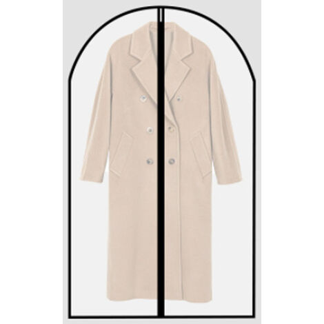 Sac de rangement PEVA pour robe longue, housse de vêtements, veste de costume, blanc transparent, housse anti-poussière suspendue, sac de rangement pour vêtements de garde-robe,60x140cm,black zipper,C