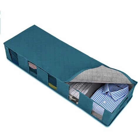 Sac de Rangement Pliable pour Couette, Boîte Sous Lit, 60x30x14 cm, Idéal pour Vêtements et Coussins, Bleu