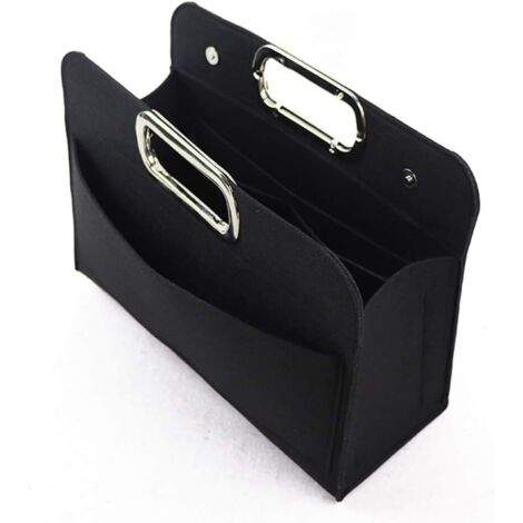Sac de rangement portable en feutre avec poche (noir)