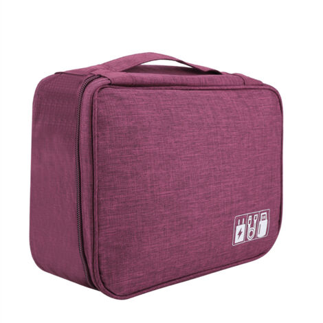 Sac de Rangement Portable pour Câble USB, Power Bank, Casque et Accessoires Numériques (Violet)