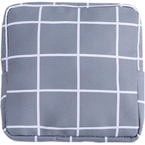 Sac de rangement portable pour serviettes hygiéniques (grille grise),