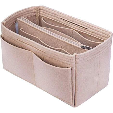 Sac de rangement portefeuille en feutre (M, beige),