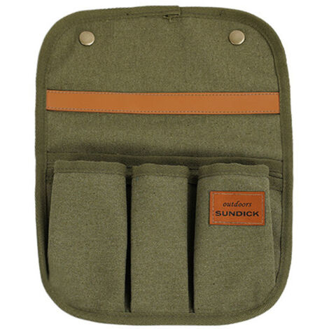 Sac de rangement pour accoudoir de chaise de camping en toile de coton légère et robuste, résistante à l'usure, avec plusieurs poches,Vert,DUBUNS