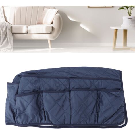 Sac de rangement pour accoudoir Sofa Armrest Organizer avec 14 poches multifonction pour téléphone et télécommande Bleu marine
