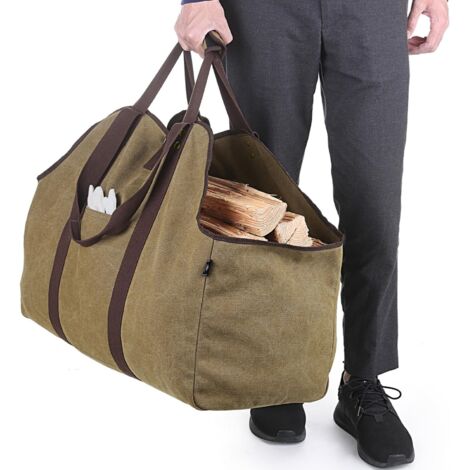 Sac de rangement pour bois de chauffage en toile, sac portable et pratique pour le bois de chauffage en extérieur, sac de bûcheron