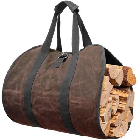 Sac de rangement pour bûches de feu  Sac à bois de chauffage  Sac de transport pliable pour bois de chauffage, sac fourre-tout imperméable et ciré pour cheminée, poêle à bois d'intérieur et