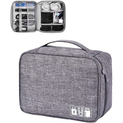 Sac de rangement pour câble de données de voyage (gris),