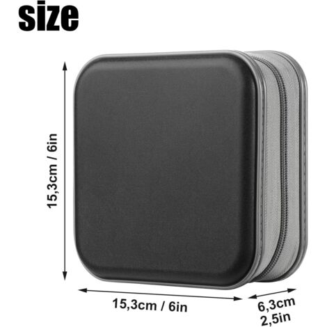 Sac de rangement pour CD DVD - Pour la maison et la voiture - Peut contenir 40 disques - Noir