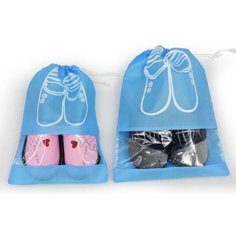 Sac de rangement pour chaussures, 1 pièce, housse anti-poussière, fourre-tout de voyage Non tissé, vêtements imperméables, sac suspendu, organisateur, poche à cordon,Bule,43.5x23cm