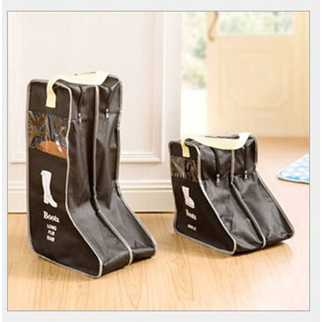 Sac de rangement pour chaussures, housse de botte de neige unisexe, étui de rangement anti-poussière Visible à fermeture éclair, pochette pratique pour chaussures de Style japonais,Black,S(23x30x30cm)