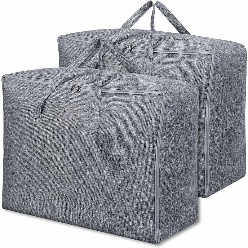 Sac Rangement Vetement Sous Lit lot de 2, Housse Rangement Couette avec Poignée Renforcée pour Édredons Couvertures Oreillers Vestes, 60x40x24cm,58L