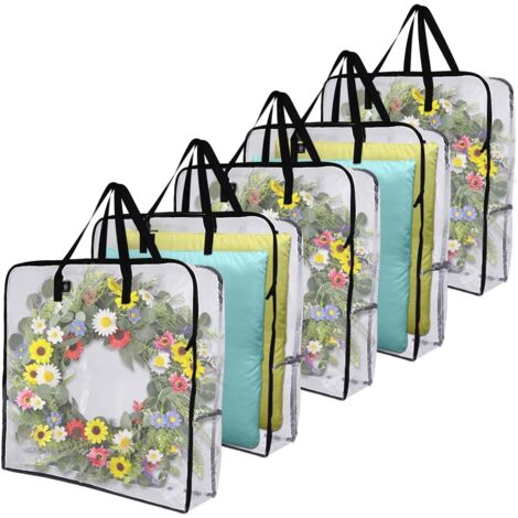 Sac De Rangement Pour Couronnes - 25,6 x 25,6 x 22 cm - Polypropylène Tissé Résistant À L'eau - Fermeture Éclair Triple Côté - 5 Pièces