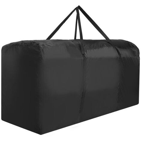 Sac de rangement pour coussins de meubles de jardin Housses de coussin d'extérieur Étanche Anti-poussière Anti-UV Tissu Oxford 210D Sac de rangement pour meubles d'extérieur avec poignée(122x39x55cm)