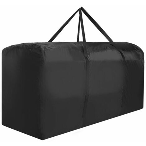 Sac de rangement pour coussins de meubles de jardin Housses de coussin d'extérieur Étanche Anti-poussière Anti-UV Tissu Oxford 210D Sac de rangement pour meubles d'extérieur avec poignée(122x39x55cm)