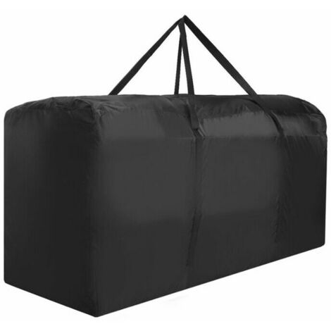 Sac de rangement pour coussins de meubles de jardin Housses de coussin d'extérieur Étanche Anti-poussière Anti-UV Tissu Oxford 210D Sac de rangement pour meubles d'extérieur avec poignée(122x39x55cm)