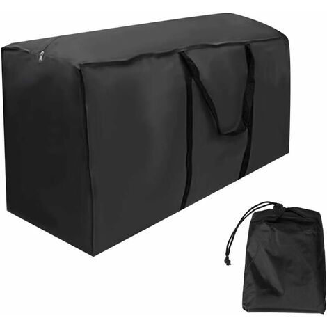 Sac de Rangement pour Coussins de Meubles de Jardin, Iimperméable, Étanche à la Poussière, Anti-UV, Robuste Tissu Oxford 210D Housse de Rangement pour Le Sapin Noel(120x40x55cm)-Noir