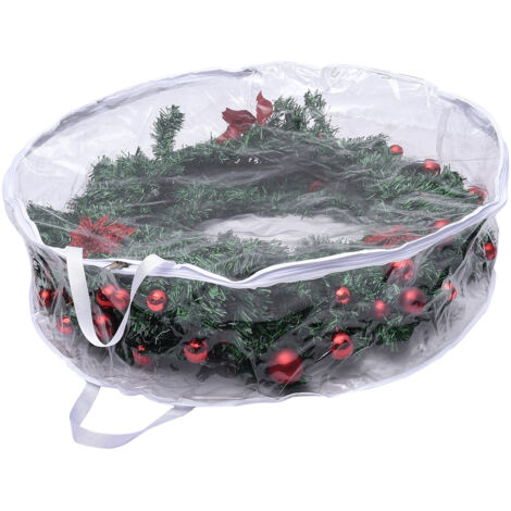 Sac de rangement pour décorations de porte PVC imperméable 60 cm transparent pour couronne de Noël et décoration home