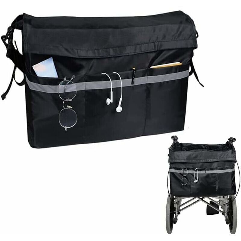Sac de rangement pour fauteuil roulant, grand sac de rangement pour fauteuil roulant, sac à dos étanche, sac de rangement avec bandes réfléchissantes