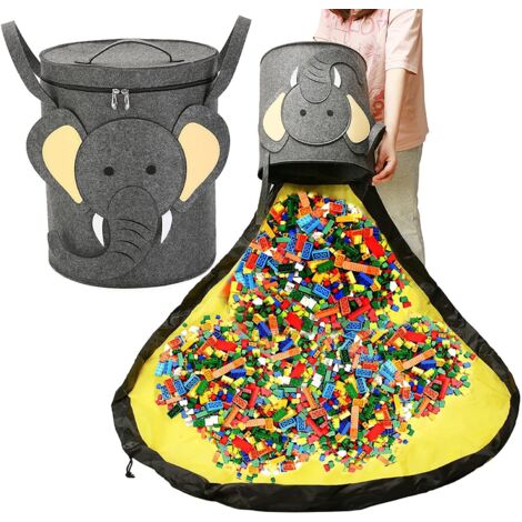Sac de rangement pour jouets, gris (1) Tapis de jeu Boîte de rangement pour jouets Tapis Lego Boîte de rangement Jouets