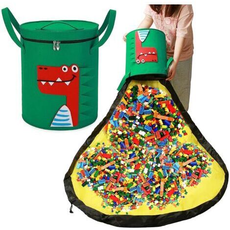 Sac de rangement pour jouets (vert) x1 Tapis de jeu Boîte de rangement pour jouets Tapis Lego Boîte de rangement Jouets