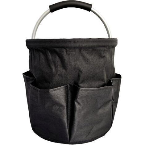 Sac de rangement pour outils de jardinage, panier pliable multifonctionnel avec 6 poches et poignées, sac à outils pliable de 17 litres pour camping, jardin et plage
