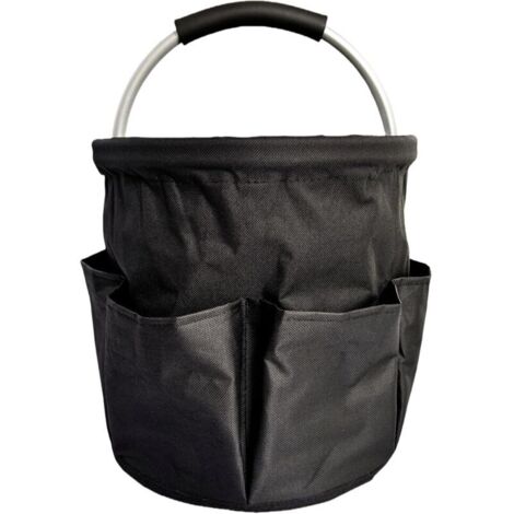 Sac de rangement pour outils de jardinage, panier pliable multifonctionnel avec 6 poches et poignées, sac à outils pliable de 17 litres pour camping, jardin et plage