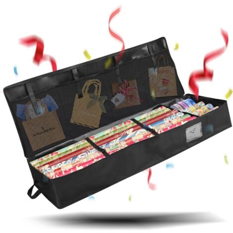Sac De Rangement Pour Papier Cadeau, Tissu Oxford 600d, 99 X 35 X 15 Cm, Organisateur De Papier Cadeau, Rangement Pour Rouleaux De Papier Cadeau Avec 4 Compartiments Supplémentaires Pour Rouleaux De P