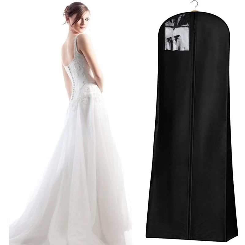 Sac de rangement pour robe de mariée - Noir - Longueur totale : 183 cm - Pour le rangement ou le voyage - Pour robe de mariée et robes longues
