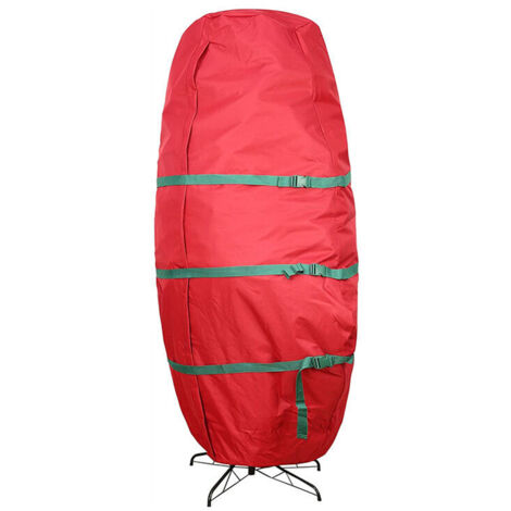Sac de rangement pour sapin de Noël - Housse anti-poussière - Cordon de serrage intégré - Décoration pour sapin de Noël artificiel - Imperméable - Fermeture à clé - Grand sac fourre-tout - Rouge (89 x