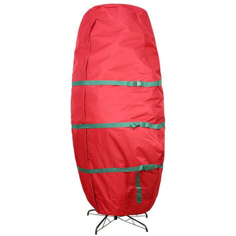 Sac de rangement pour sapin de Noël, housse anti-poussière, cordon de serrage intégré, grand sac fourre-tout étanche, rouge (89 × 190 cm)