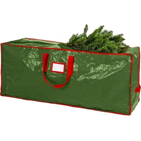 Sac de rangement pour sapin de Noël, sac de rangement pour emballage cadeau sous le lit, boîte de rangement, sac de rangement suspendu (vert，122x38x51)