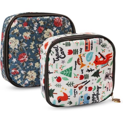 Sac de rangement pour serviettes hygiéniques 2PCS (fleur cassée + forêt),