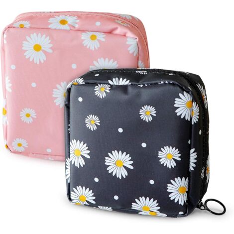 Sac de rangement pour serviettes hygiéniques de type marguerite 2 pièces,
