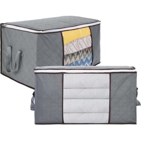 Sac de Rangement pour Vetement, 2PCS 90L Sac de Rangement pour Couette Pliables, Sac de Rangement Sous Lit avec Poignée Renforcée pour Literie Couvertures Oreillers Jouets Vestes, 60x4