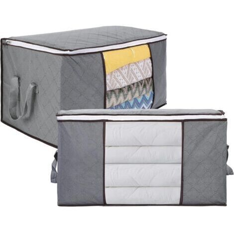 Sac de Rangement pour Vetement, 2PCS 90L Sac de Rangement pour Couette Pliables, Sac de Rangement Sous Lit avec Poignée Renforcée pour Literie Couvertures Oreillers Jouets Vestes, 60x4