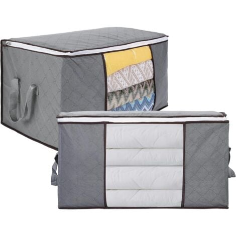 Sac de Rangement pour Vetement, 2PCS 90L Sac de Rangement pour Couette Pliables, Sac de Rangement Sous Lit avec Poignée Renforcée pour Literie Couvertures Oreillers Jouets Vestes, 60x44x35CM-DPZO