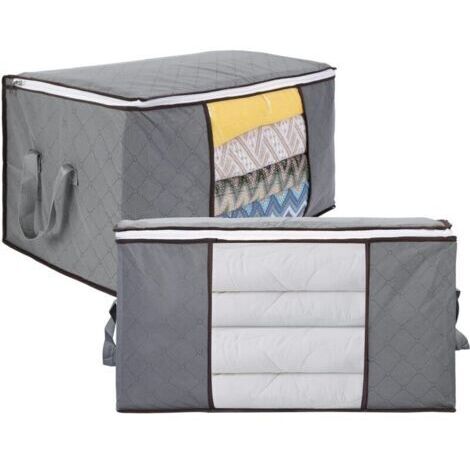 Sac de Rangement pour Vetement, 2PCS 90L Sac de Rangement pour Couette Pliables, Sous Lit avec Poignée Renforcée pour Literie Couvertures Oreillers Jouets Vestes, 60x43x35CM